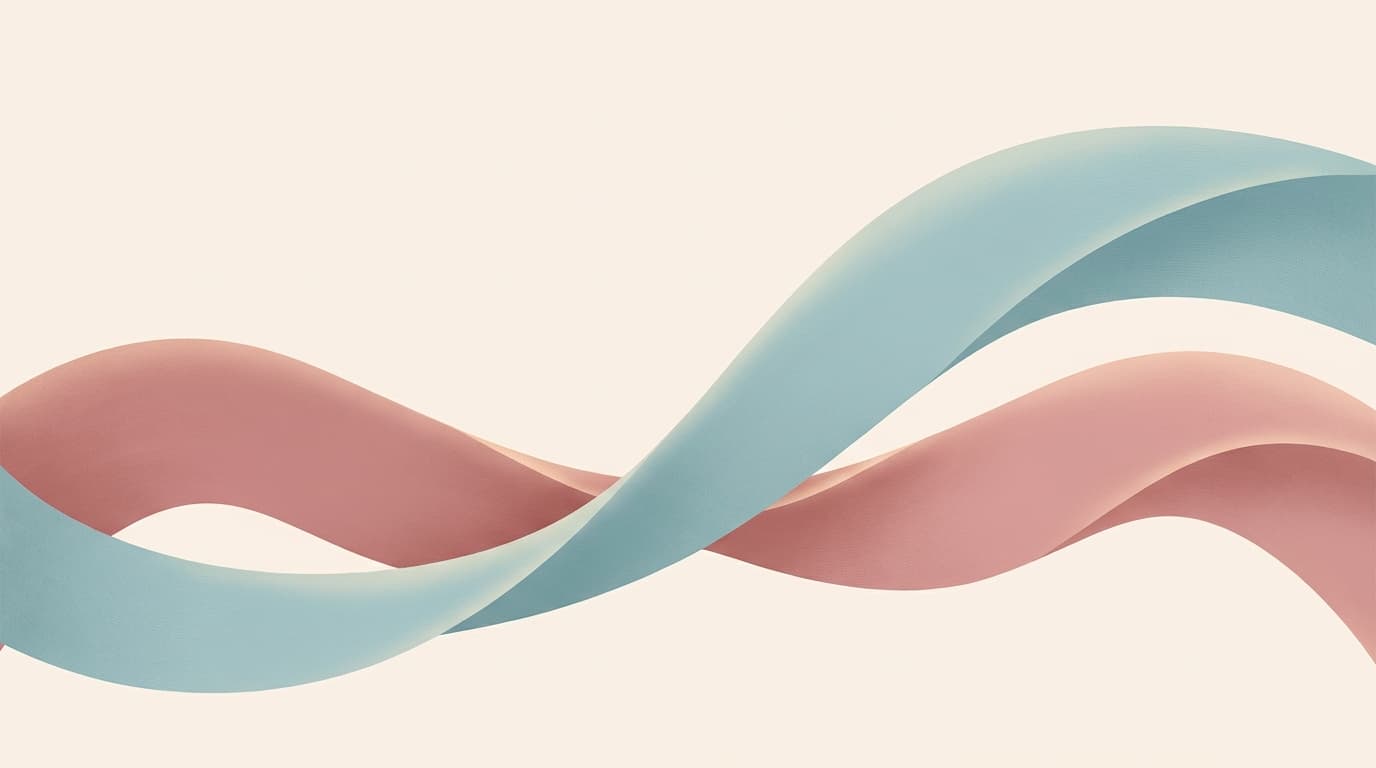 Abstract illustration of two soft ribbon-like vessels crossing, the lower one gently narrowed where the other passes over it.